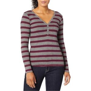 Anthropologie Velvet by Graham & Spencer Stripe Henley Top Size Medium